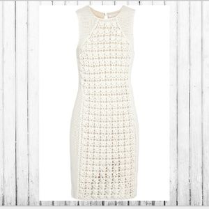 DVF White Crochet Thick Knit Dress
